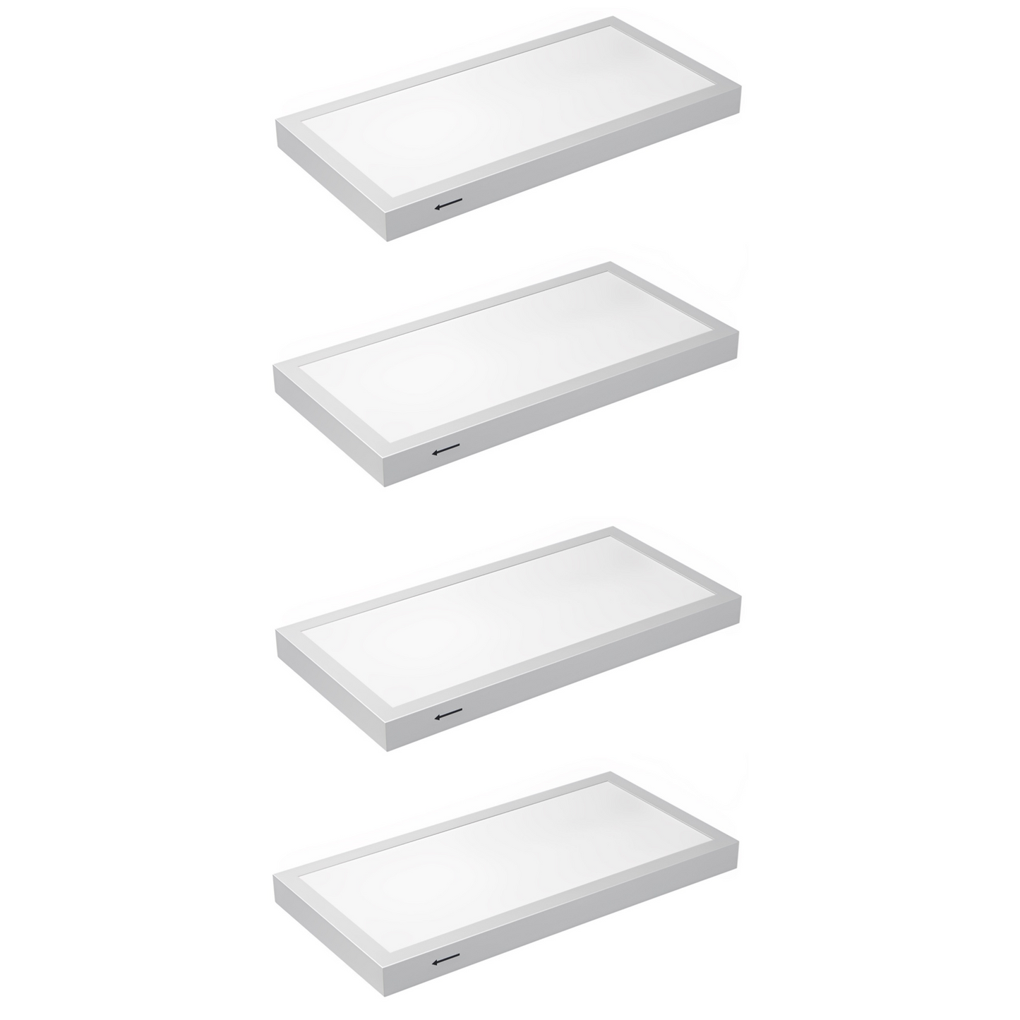 4 pack 1x2 LED backlit surface mount panel light fixtures for commercial office lighting and residential indoor ceiling applications
