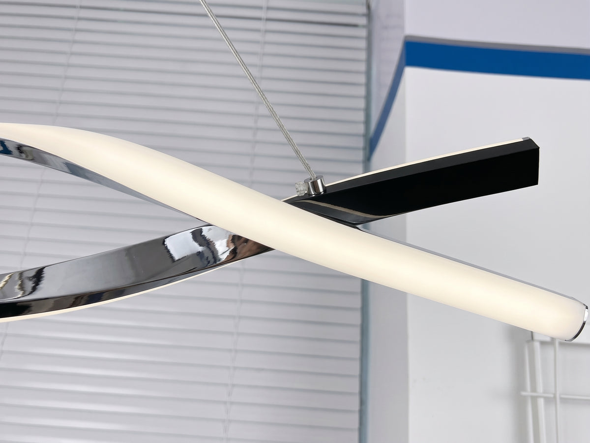 Dimmable LED Pendant Light – CCT Selectable 3000K-4000k-5000K, Modern Chrome Fixture for Kitchen, Dining & Stairwell