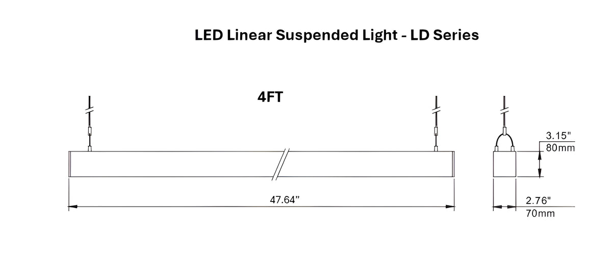 LED linear light fixture dimensions for 4ft