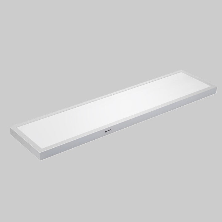 Front view of 1x4 LED surface mount backlit panel light featuring energy-efficient diffused lighting for commercial and residential ceilings