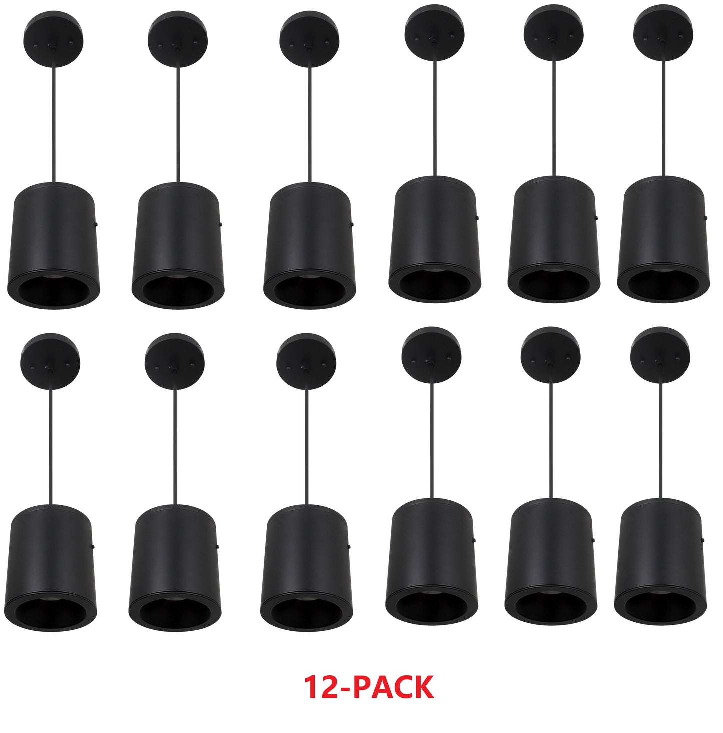 12-pack of black pendant light fixtures on a white background