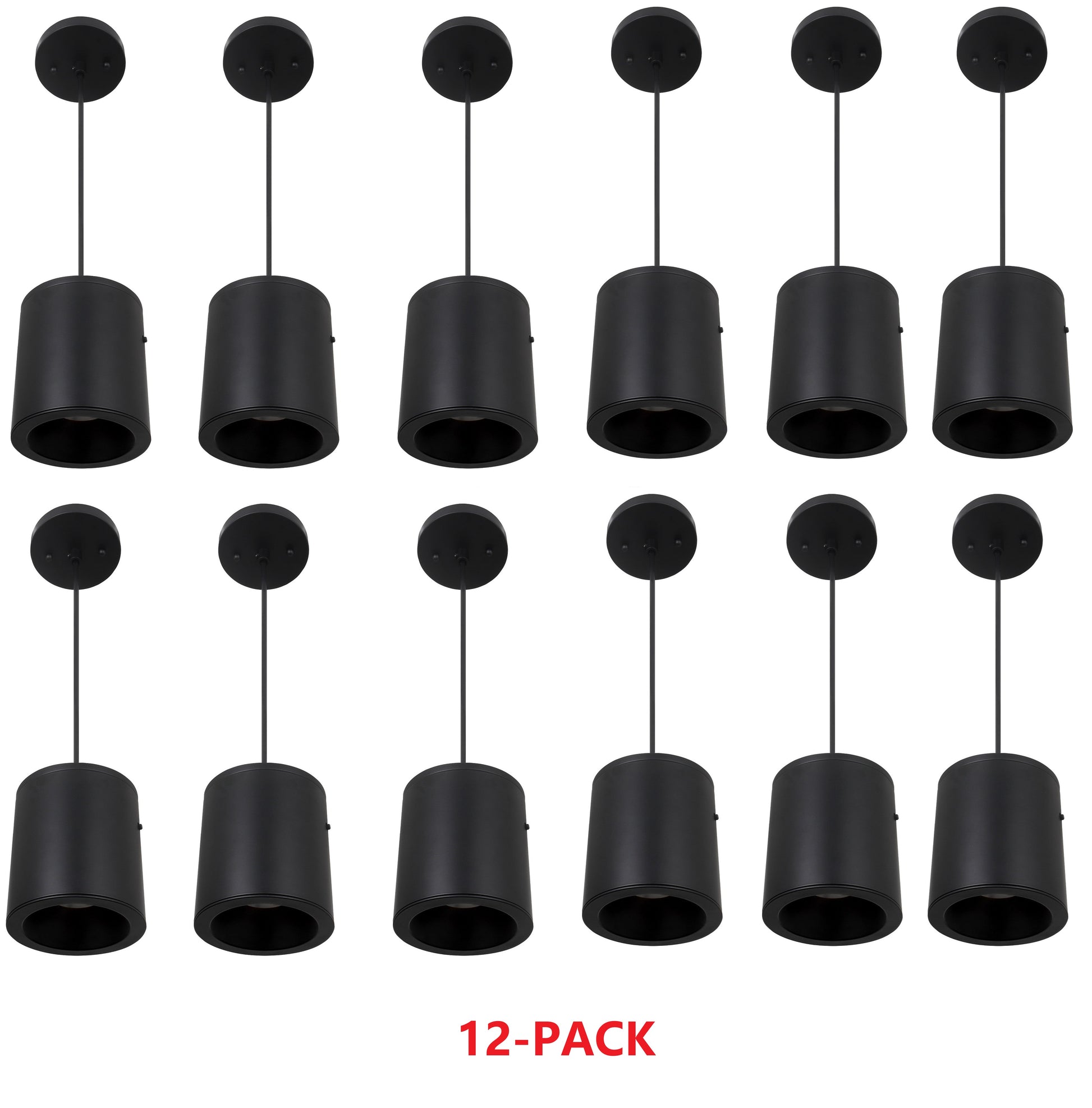 12-pack of black pendant light fixtures on a white background