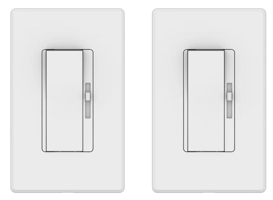 2-pack LED Dimmer Switch, 0-10V, Single Pole or 3-Way, 120-277V, Max Load 120V@5A, 277V@2A ,White Finish with Wall Plate