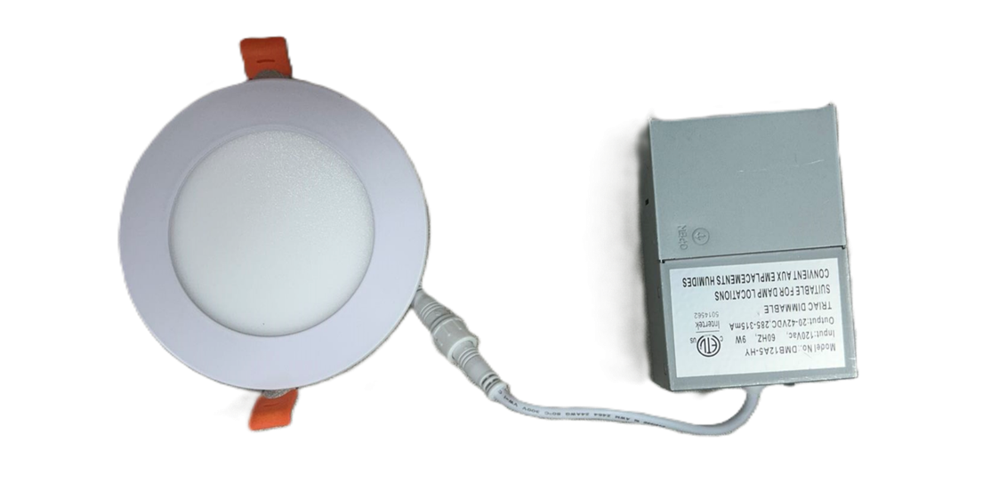 Front view of 3-inch round LED canless recessed ultra slim downlight with white trim and modern low-profile design 