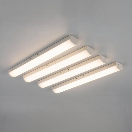 Shop LED wraparound light with selectable 3000K/4000K/5000K CCT, adjustable 20W/30W/40W wattage, and linkable design for garages, offices, warehouses, and retail spaces.