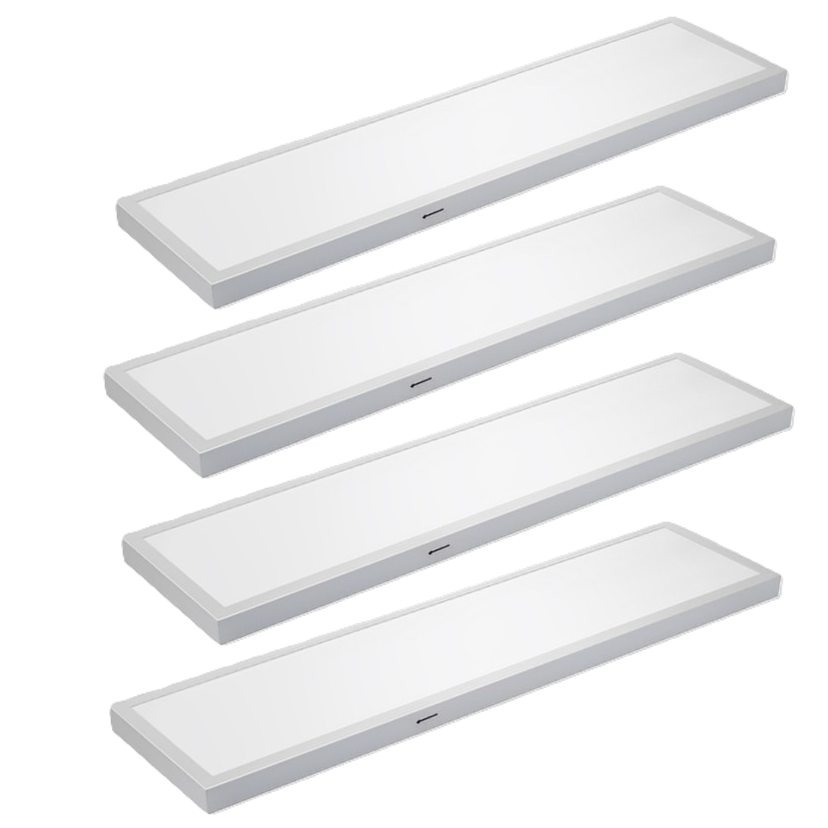 4 pack 1x4 LED backlit surface mount panel light fixtures for commercial office lighting and residential indoor ceiling applications