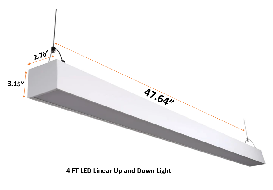 4 ft LED linear pendant light dimensions and measurements
