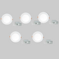 5-pack of 4-inch round LED canless recessed ultra slim downlights with selectable 2700K / 3000K / 3500K / 4000K / 5000K color temperatures, Triac dimming, ETL and Energy Star certification, low-profile IC-rated design for residential and commercial ceiling lighting applications.