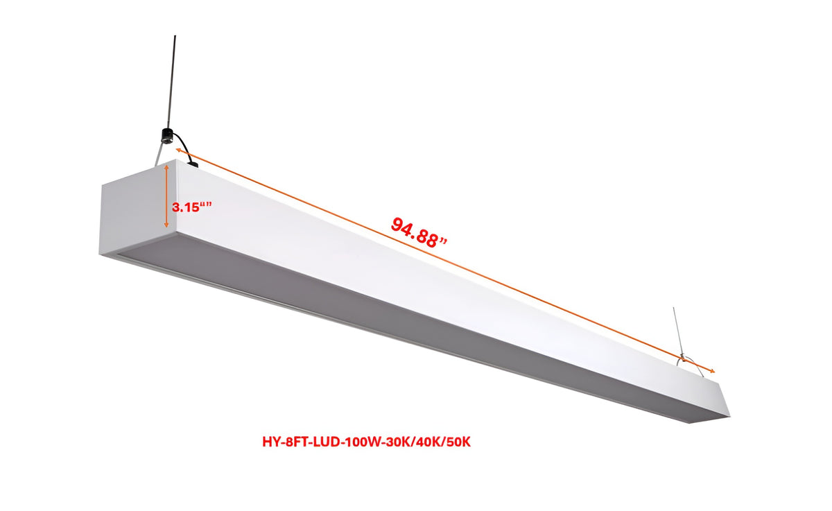 8 ft LED linear pendant light dimensions and measurements
