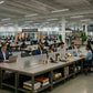 8FT LED T8 tube lighting used in an open office, providing bright business office lighting