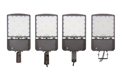 LED Shoebox Area Light with versatile mounting arm for outdoor installation