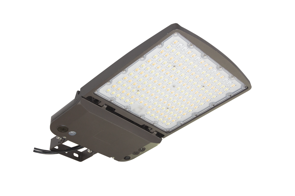 LED Shoebox Area Light with trunnion arm for outdoor installation