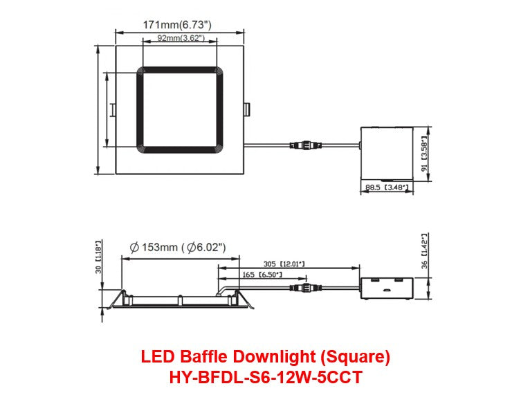 BFDL Series - Recessed Downlight LED Baffle Downlight (Ideal for Living rooms/Bedrooms/Offices/Lobbies/Conference rooms/Classrooms)