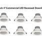 6-Pack LED Commercial Downlight (CDL Series) – 5CCT, Selectable Wattage, IC Rated