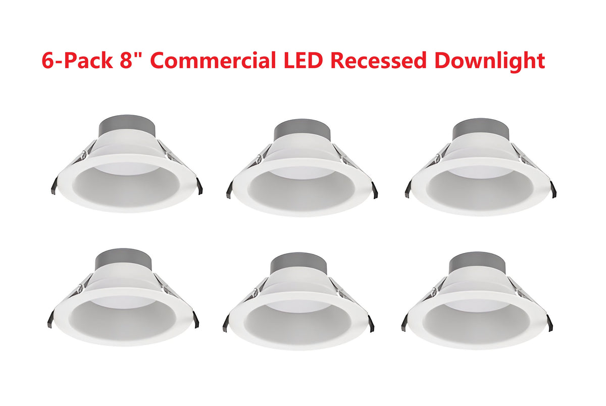 6-Pack LED Commercial Downlight (CDL Series) – 5CCT, Selectable Wattage, IC Rated