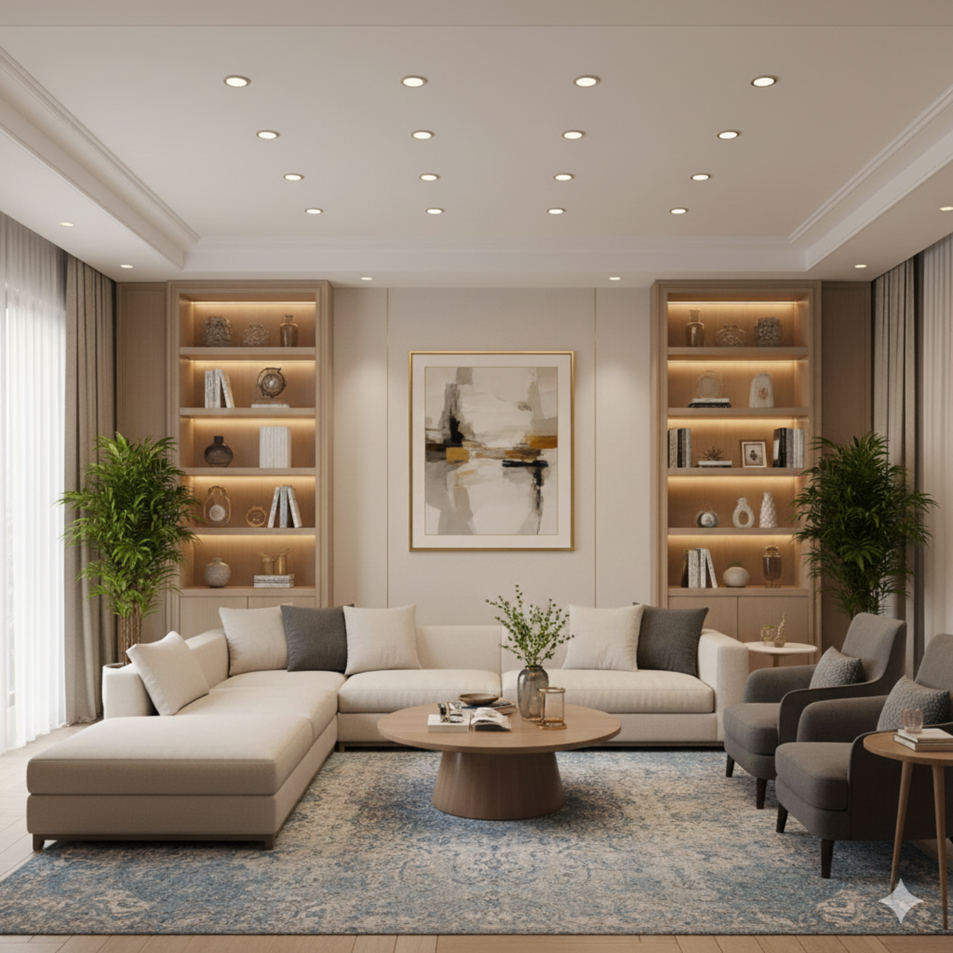 CDL Series LED commercial downlights installed in a living room scene, second image