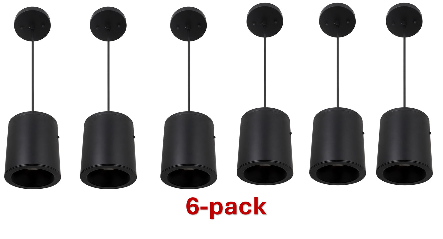 6-Pack LED Pendant Cylinder Light- pefect for Dining rooms, kitchen islands, stairwells, and more