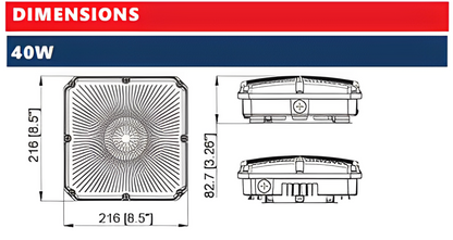 GC Series  - 1 Pack LED CANOPY LIGHT  (Ideal for Parking Structure, Storage Area, Shopping Area Walkway, Entryway, Low Roof Security)