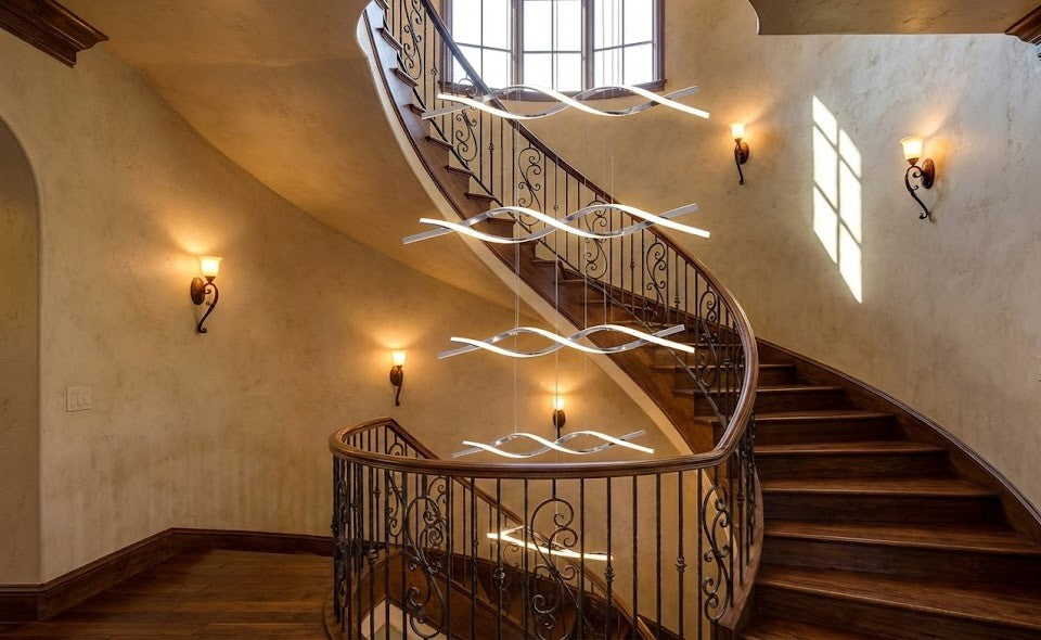 Pendant Light Wave Shape -4 pack - stairwell