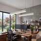Modern LED Linear Pendant Light with Up & Down Lighting, Adjustable 3CCT, 0-10V Dimmable, Linkable Commercial Hanging Light Fixture