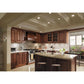 Modern kitchen with walnut-colored cabinets featuring ultra slim LED recessed downlights creating elegant ambiance and soft, evenly distributed illumination.