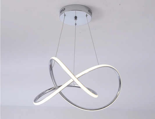 Modern LED Pendant Light – Dimmable CCT Selectable 3000K-5000K, Chrome Fixture for Kitchen, Dining & Stairwell