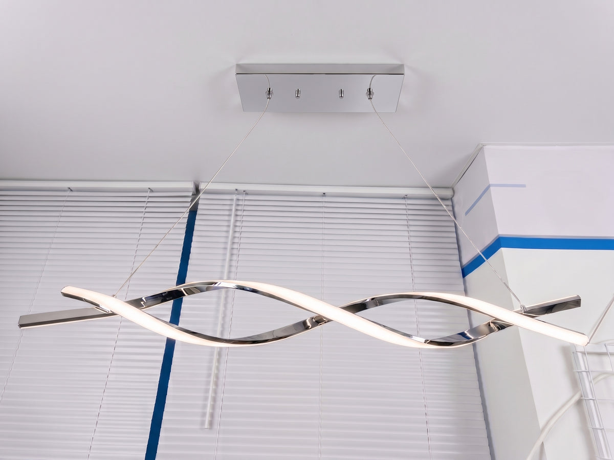 Dimmable LED Pendant Light – CCT Selectable 3000K-4000k-5000K, Modern Chrome Fixture for Kitchen, Dining & Stairwell