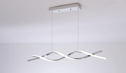 Dimmable LED Pendant Light – CCT Selectable 3000K-5000K, Modern Chrome Fixture for Kitchen, Dining & Stairwell