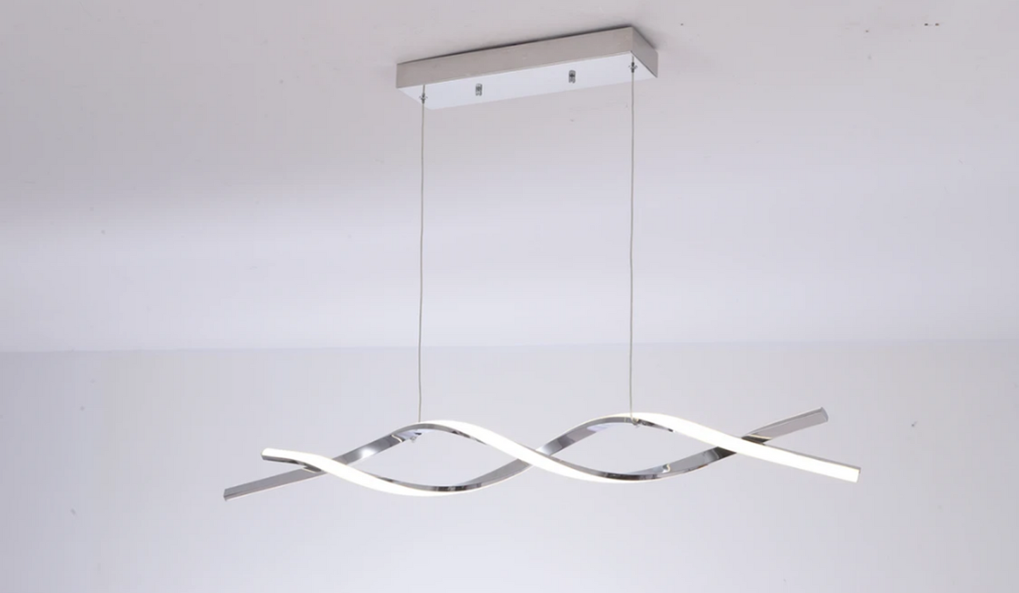 LED Pendant Chandelier Light - Linear Wave (Ideal for Dining Room, Kitchen Island, Stairwell)