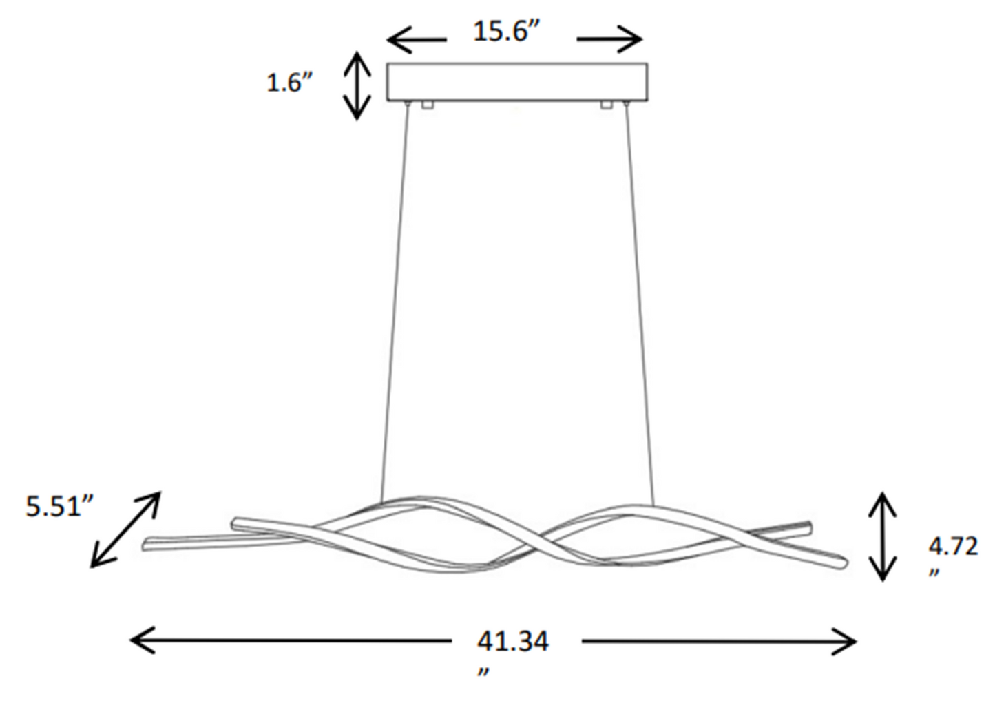 LED Pendant Chandelier Light - Linear Wave (Ideal for Dining Room, Kitchen Island, Stairwell)