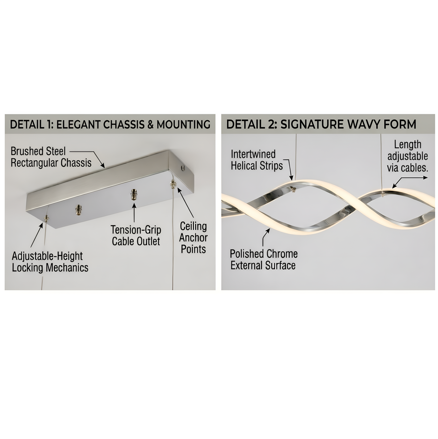 Dimmable LED Pendant Light – CCT Selectable 3000K-4000k-5000K, Modern Chrome Fixture for Kitchen, Dining & Stairwell