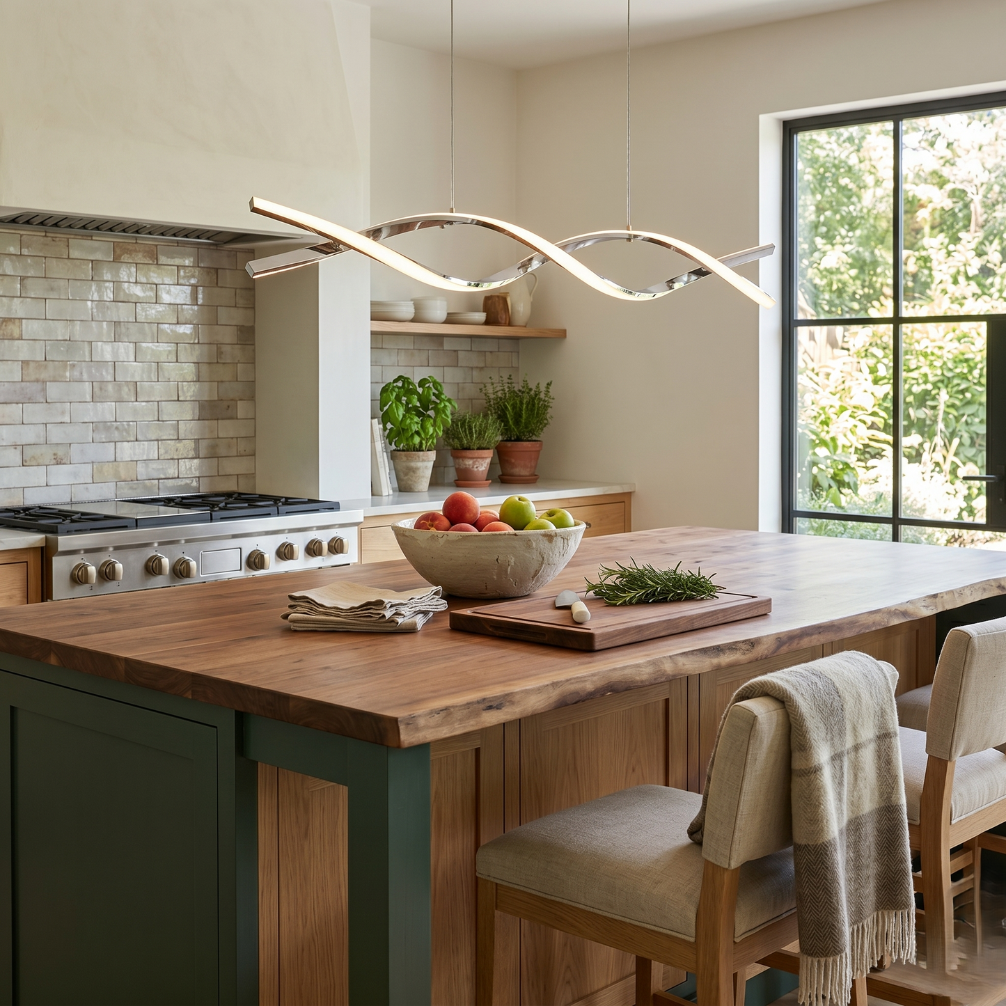 Dimmable LED Pendant Light – CCT Selectable 3000K-4000k-5000K, Modern Chrome Fixture for Kitchen, Dining & Stairwell