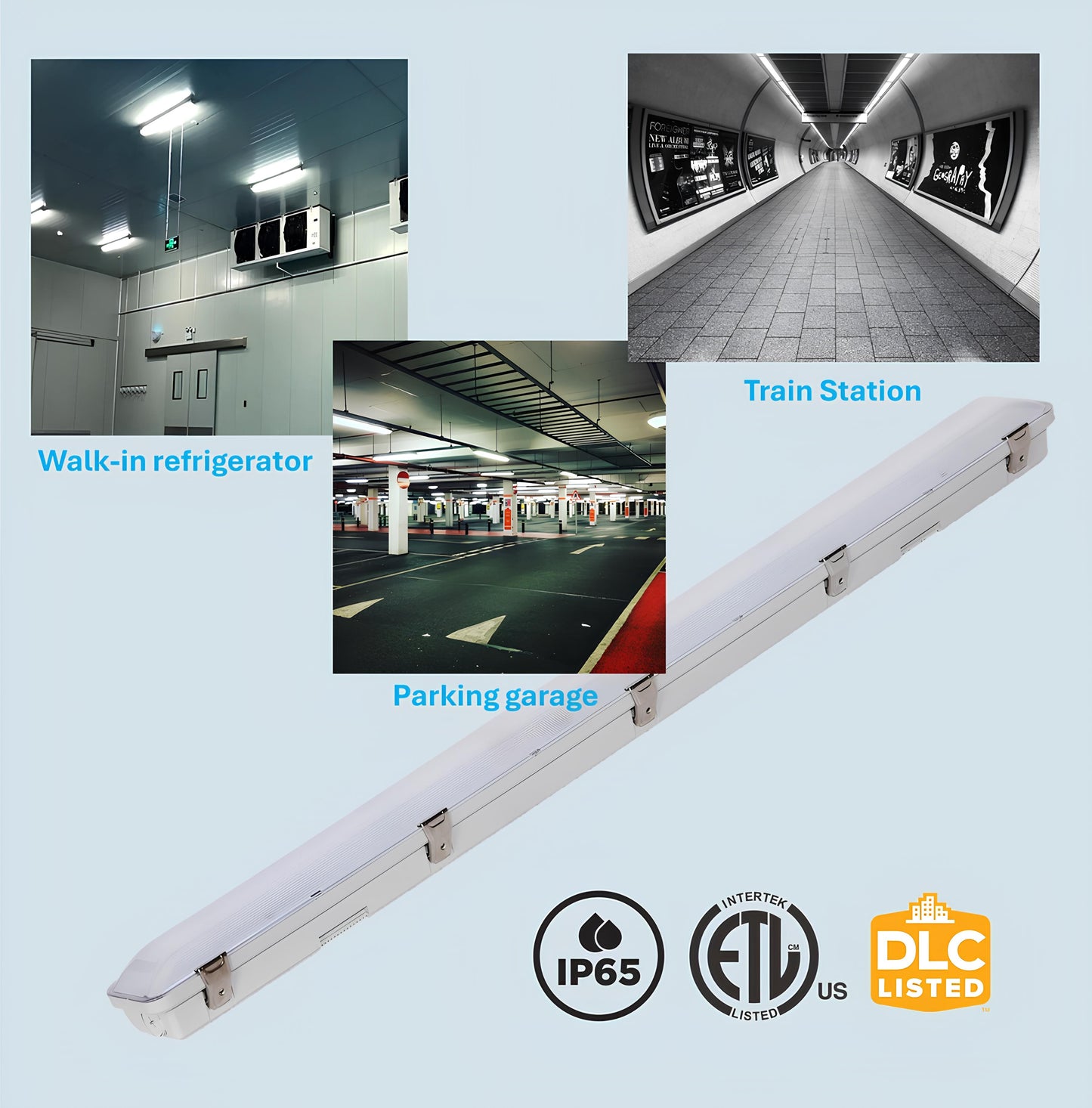 VT Series - LED Waterproof Linear Vapor Light | IP66 Rated Commercial Industrial Lighting | Adjustable Wattage & CCT | 0-10V Dimmable