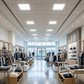 Elegant retail store installation featuring LED back-lit panel lights with uniform glare-free illumination, selectable wattage and CCT, ideal for commercial and residential lighting applications