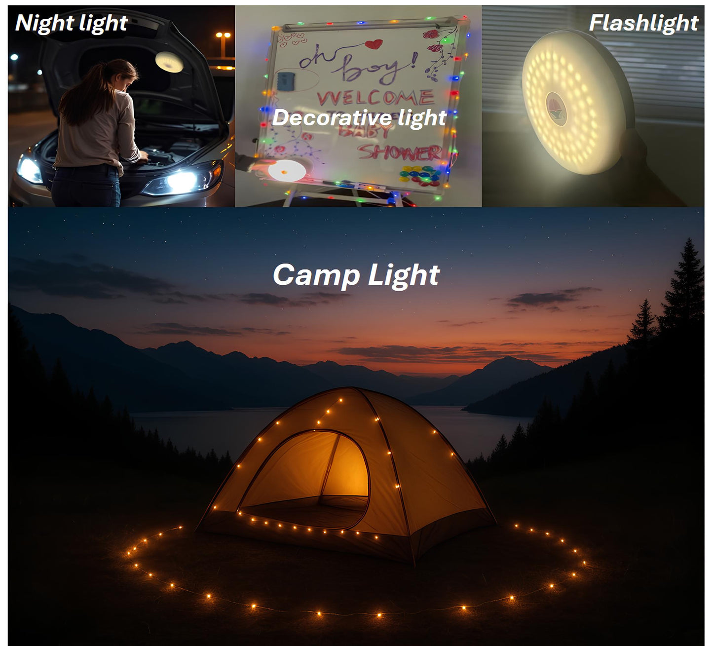 3-pack Portable LED Camping Light, outdoor Camping, Tent, SOS Emergency, Night Light