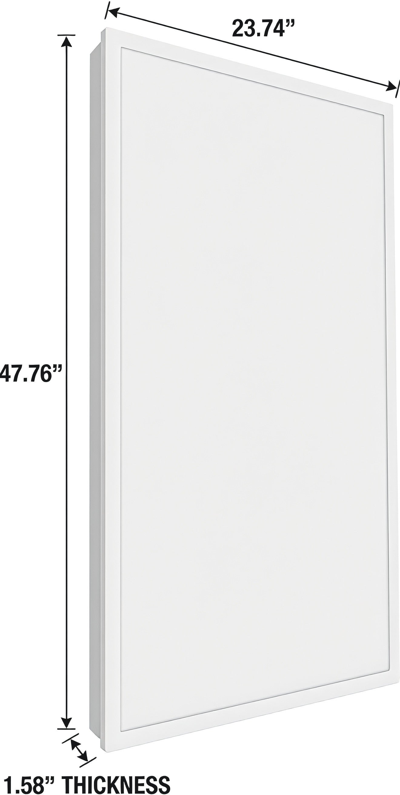 LED Back-Lit Panel Light 2'x4' dimensions diagram showing size, thickness for commercial and residential ceiling
