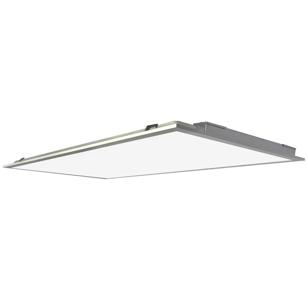 Side view of LED Back-Lit Panel Light PB2 Series, showing slim profile and design details for energy-efficient commercial and residential ceiling installation