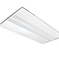 front of 2x4 LED Center Basket Troffer light fixture for commercial office ceiling lighting with uniform bright illumination
