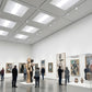 LED Center Basket Troffer commercial lighting application in museum with clean, balanced, and visually comfortable illumination