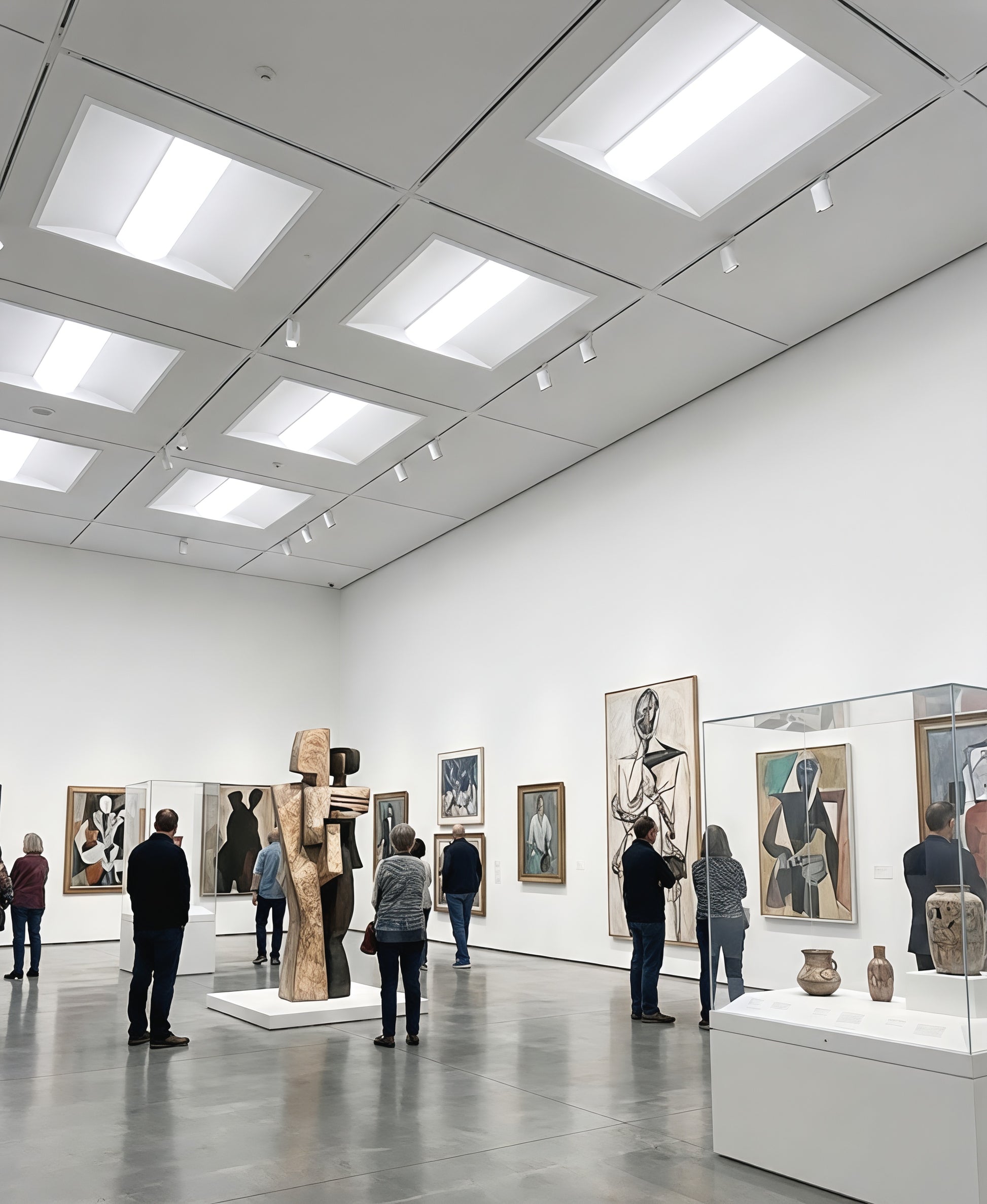 LED Center Basket Troffer commercial lighting application in museum with clean, balanced, and visually comfortable illumination