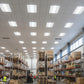 Bright LED Center Basket Troffer lighting installed in warehouse providing clear visibility and energy-efficient commercial illumination