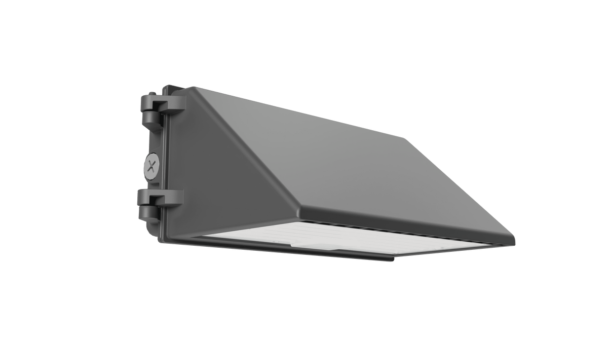 Front view of the LED full cut-off wall pack light in dark bronze, designed for outdoor residential and commercial lighting.