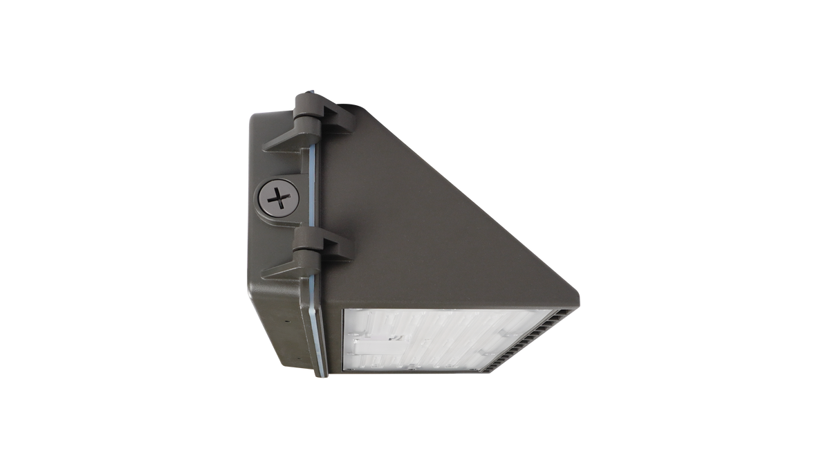 Side view of the LED full cut-off wall pack light, highlighting its compact profile and durable outdoor fixture design