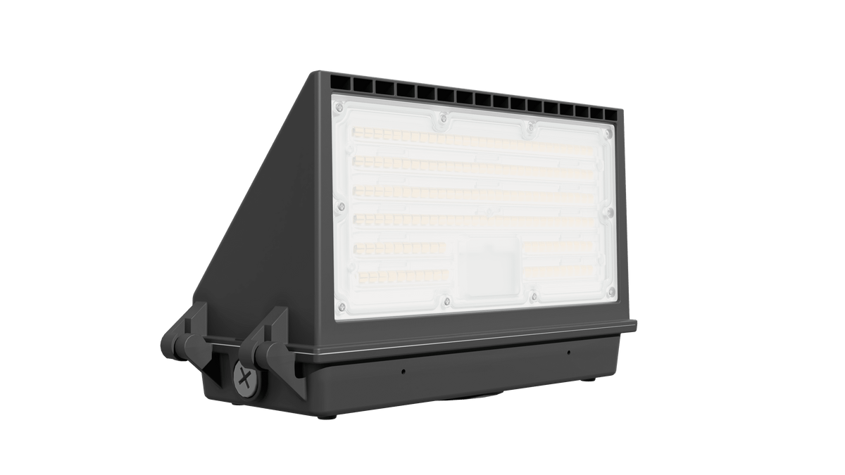Side view of the LED full cut-off wall pack light, highlighting its compact profile and durable outdoor fixture design