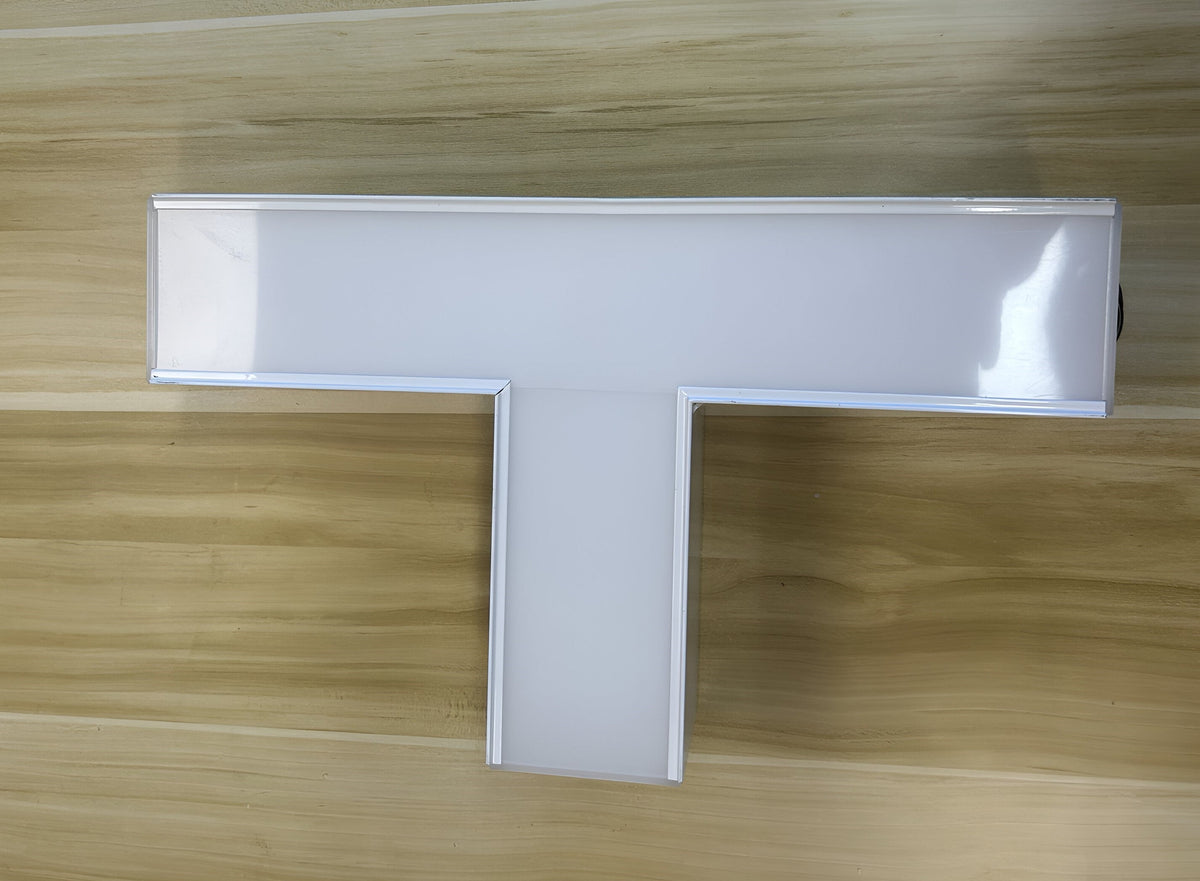 T-shaped connector for linking LED linear lights into custom layouts