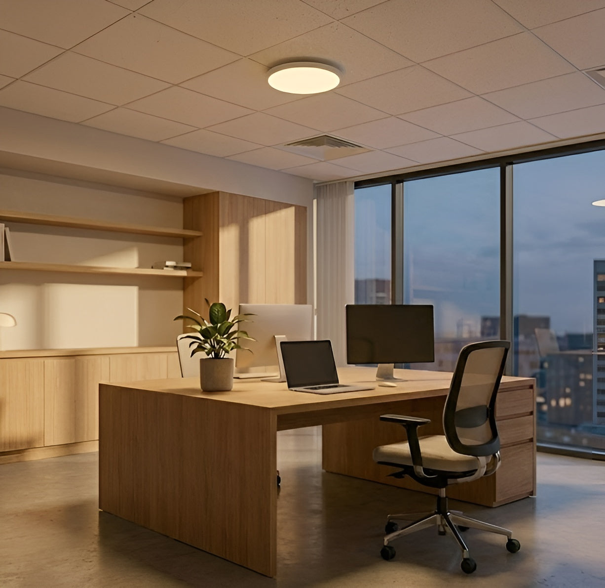 LED Trimless Downlights installed in an office environment