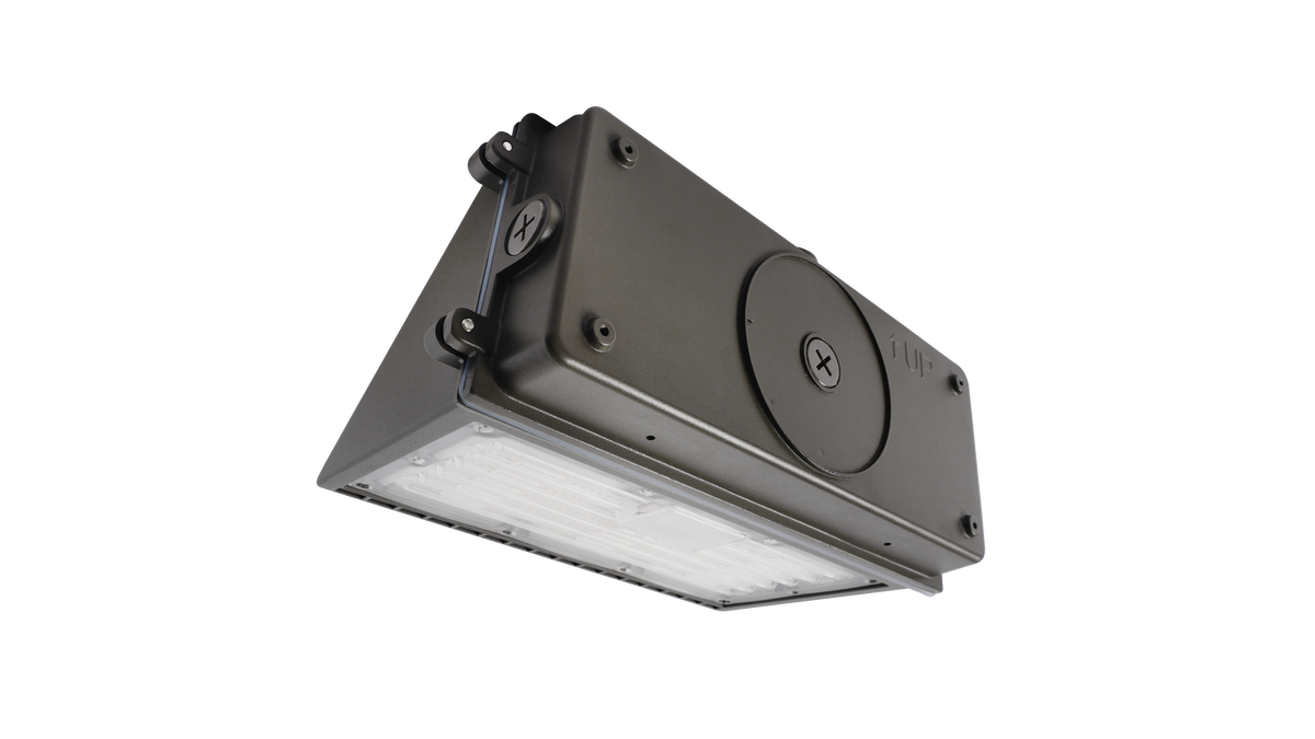 Back view of the LED wall pack fixture showing the rear housing and mounting features