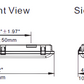 2ft LED waterproof linear vapor tight light dimensions drawing showing product length and specifications for compact commercial and industrial lighting applications