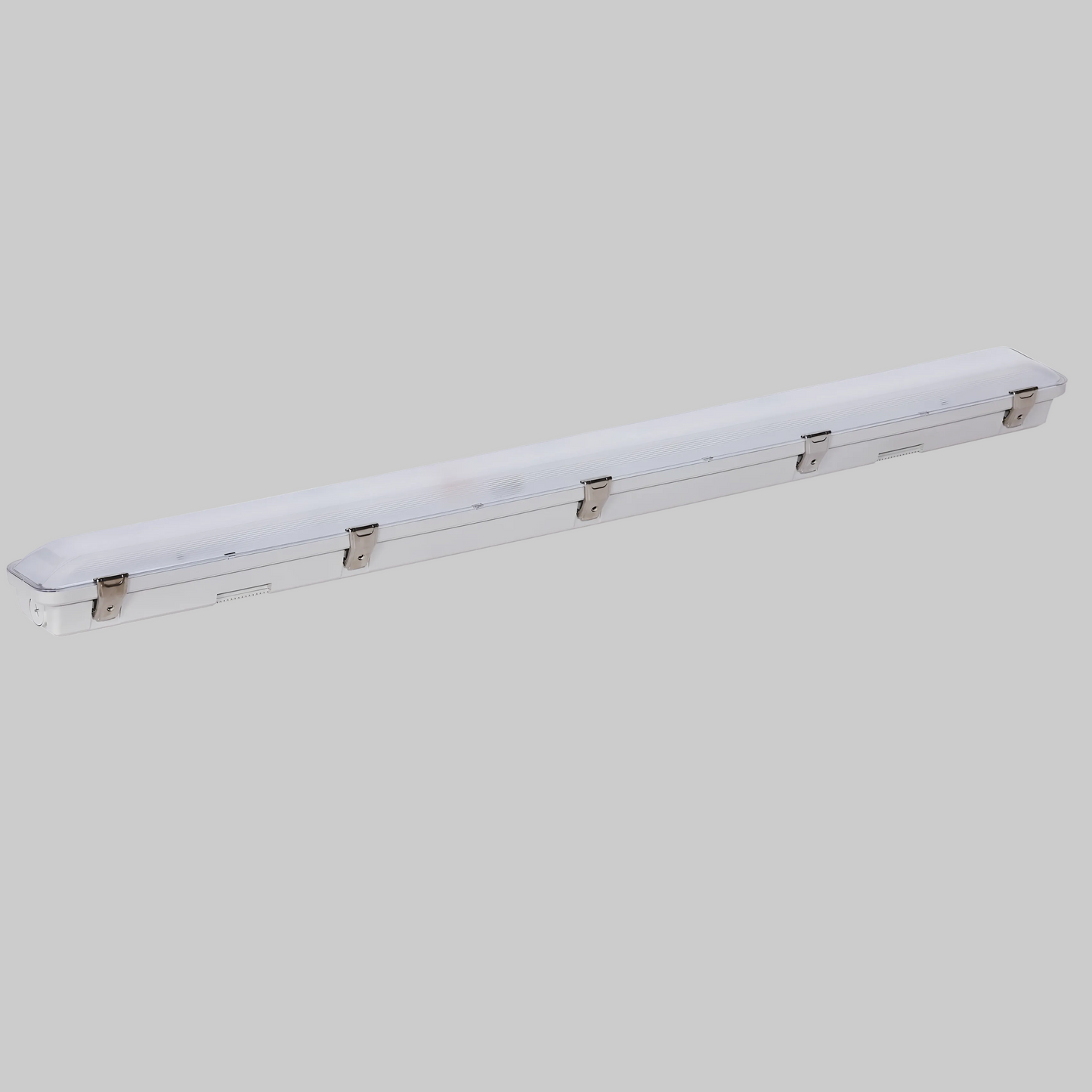 4ft LED waterproof linear vapor tight light fixture, IP66 rated commercial and industrial lighting for parking garages, warehouses, and wet locations, adjustable wattage and CCT, 0-10V dimmable