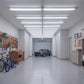 LED wraparound lights providing practical overhead lighting in a residential garage